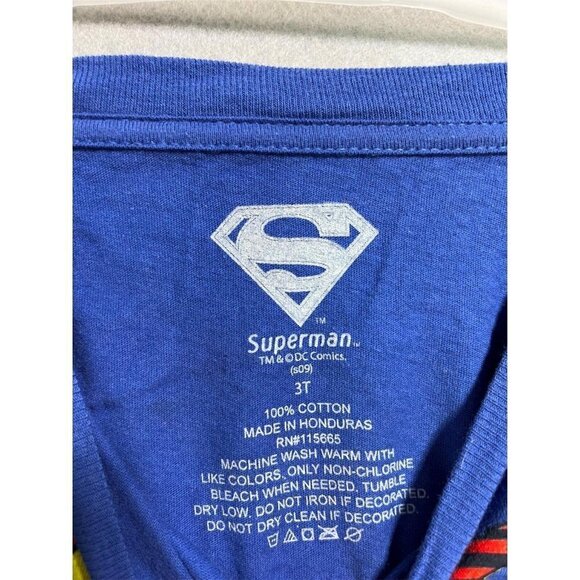 Superman Shirt Boys Blue/Red 3T Kids Tee Long Sleeve Shirt - Picture 2 of 7